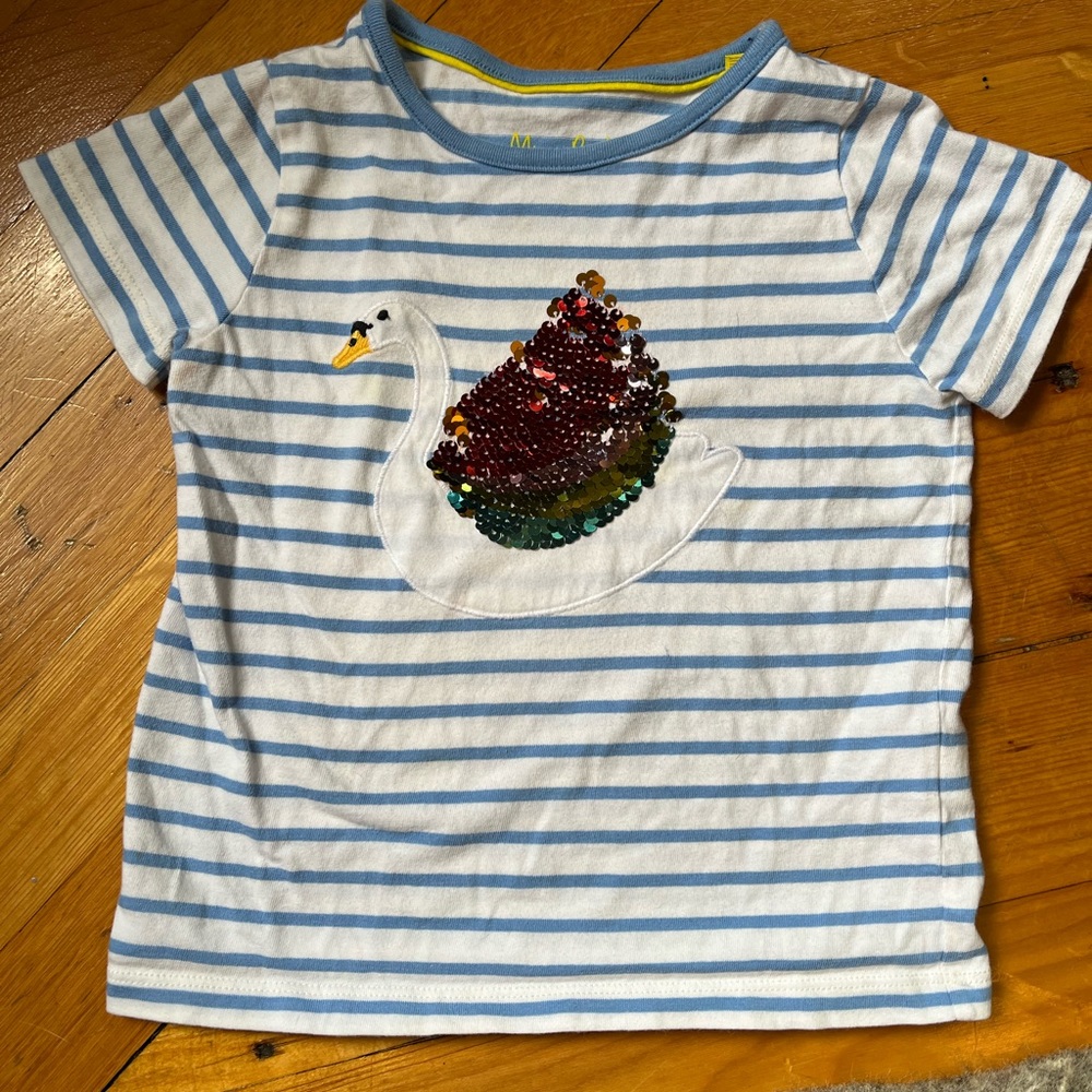 Mini Boden flip sequins swan shirt